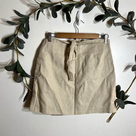 Forever 21 Cream Linen Blend Wrap Skirt - Picture 4 of 6